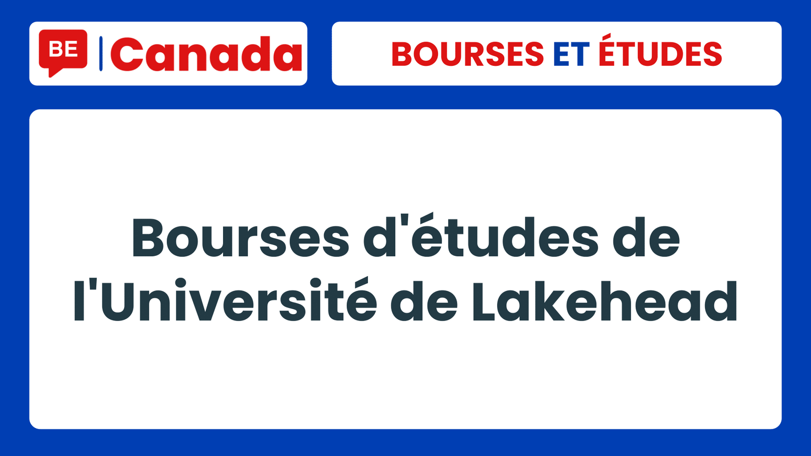 Bourses d'études de l'Université de Lakehead