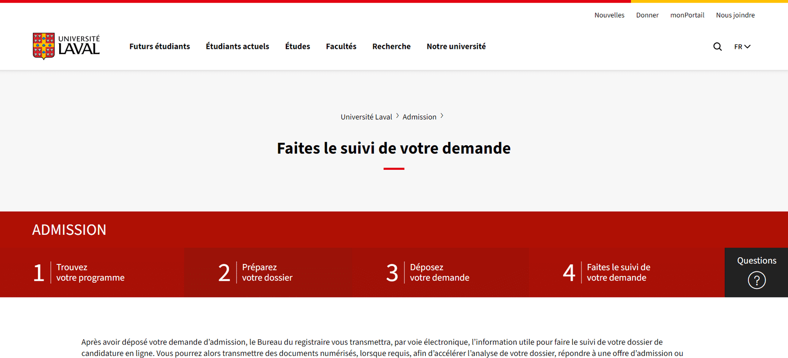 Admission université LAVAL